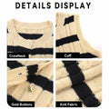KEOMUD Women's Sleeveless Striped Knit Cardigan Button Vest Apricot Size L by Deal US