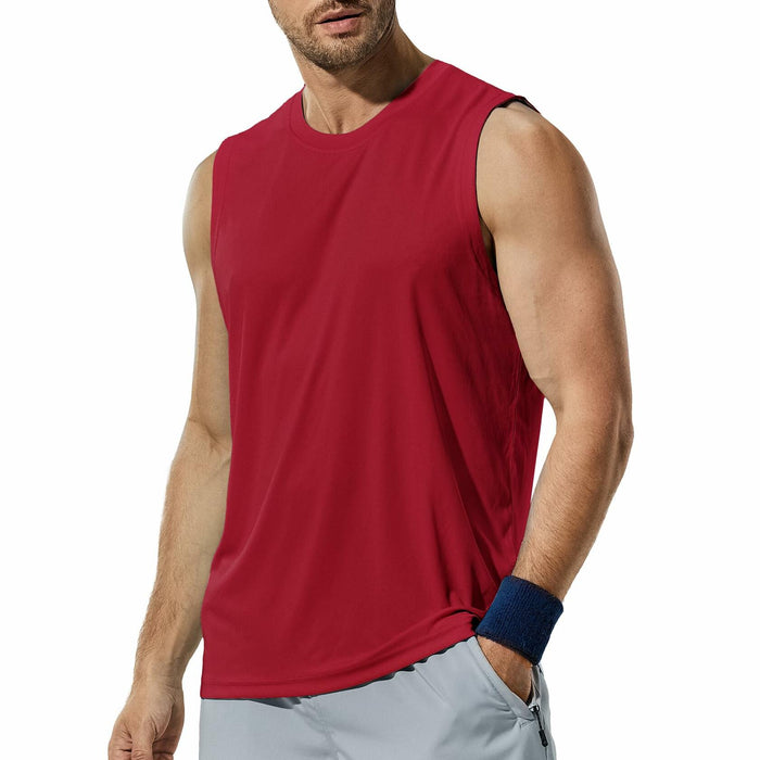 Haimont Men's UPF 50 Rash Guard Swim Tank Top Workout Muscle Tee Red Size M by Deal US