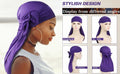 Cotton Stretchable Durag 360 Waves Extra Long Tail Wide Straps Headwrap Blue by Deal US