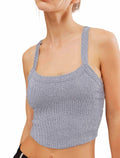 AKMESXAY Womens Ribbed Crop Tank Top Racerback Black Size L by Deal US