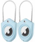 TUXON Airtag Holder Keychain with Wire Cable Blue 2 Pack Secure Lock Case by Deal US