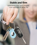 TUXON Airtag Holder Keychain with Wire Cable Blue 2 Pack Secure Lock Case by Deal US