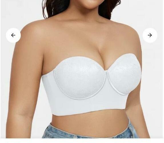 FallSweet Lace Strapless Underwire Bustier Bra Floral White Size 42D by Deal US