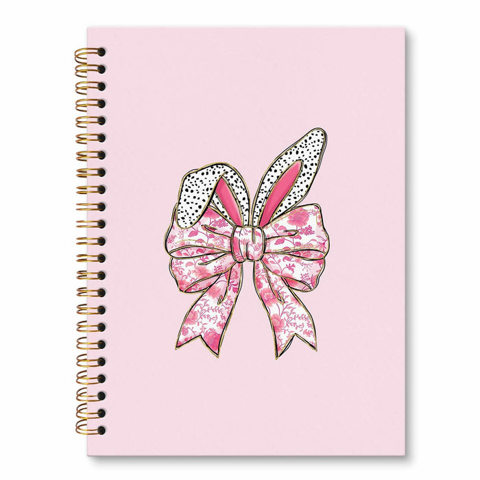JRTW Coquette Chinoiserie Floral Bow Bunny Notebook Pink 5.5x8.3 Inch by Deal US
