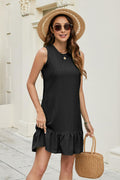 ZLIGXEA Women's Sleeveless Crewneck Ruffle Sundress Casual Summer Dress by Deal US