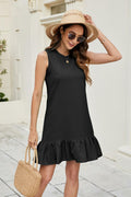 ZLIGXEA Women's Sleeveless Crewneck Ruffle Sundress Casual Summer Dress by Deal US