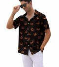 whoinshop Men Halloween Cartoon Button Up Shirt Short Sleeve Smiling Face L by Deal US