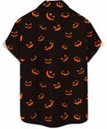whoinshop Men Halloween Cartoon Button Up Shirt Short Sleeve Smiling Face L by Deal US