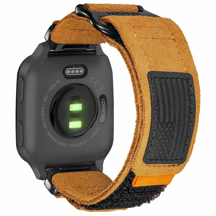 hemsut h Hoop and Loop Wide Watch Band Compatible Garmin Venu Brown/2 Size 45mm by Deal US