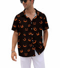 whoinshop Men Halloween Cartoon Button Up Shirt Short Sleeve Smiling Face L by Deal US