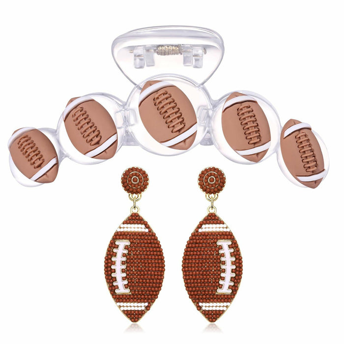 ANGLESJELL Football Baseball Hair Claw Clips Beaded Clear Nonslip Large D by Deal US