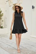 ZLIGXEA Women's Sleeveless Crewneck Ruffle Sundress Casual Summer Dress by Deal US