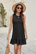 ZLIGXEA Women's Sleeveless Crewneck Ruffle Sundress Casual Summer Dress by Deal US