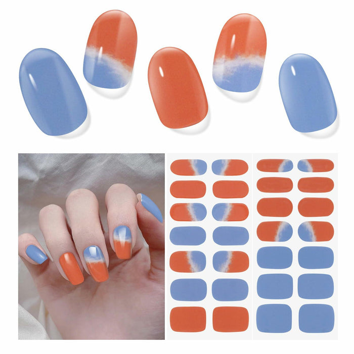 DUKASOU Semi Cured Gel Nail Strips 28 pcs Sunset Glow UV Nail Stickers by Deal US