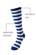 Cerebro Kids Knee High Athletic Cotton Socks Striped 3 Pairs Blue 6-10Y by Deal US