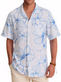 ALLOVIN Mens Hawaiian Shirt Floral Button Down Blue White XL by Deal US