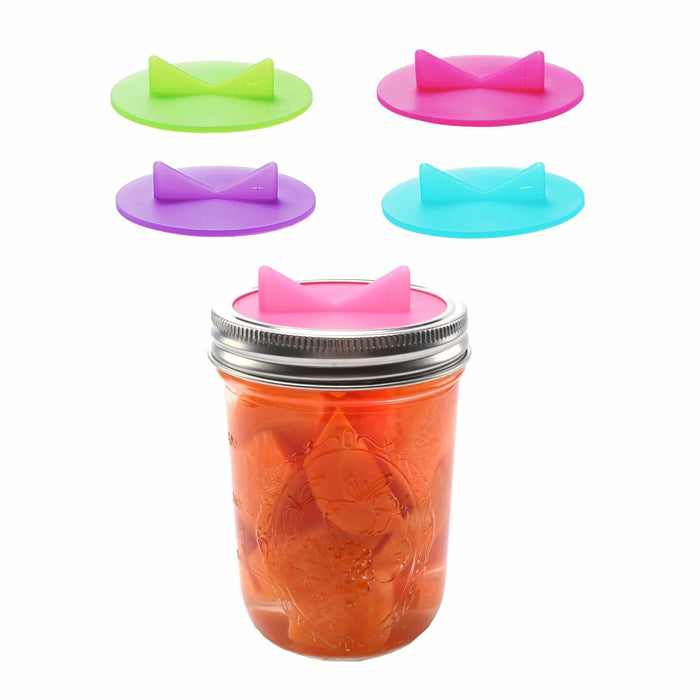 YOBNKU Fermentation Lids Silicone Airlock Caps Green 4 Pack Wide Mouth Jar by Deal US