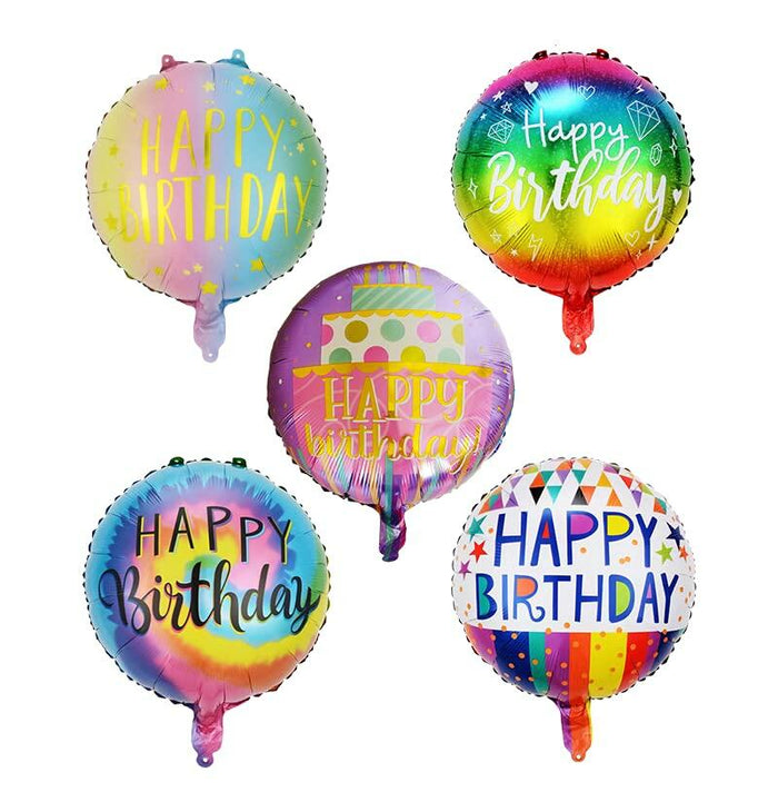 Yerdos HAPRTY 10pcs 18'' Round Rainbow Aluminum Foil Birthday Balloons by Deal US