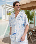 ALLOVIN Mens Hawaiian Shirt Floral Button Down Blue White XL by Deal US