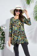 ENMAIN Plus Size Tunic Top Women 3/4 Sleeve V Neck Paisley Flare Size XX-Large by Deal US