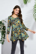 ENMAIN Plus Size Tunic Top Women 3/4 Sleeve V Neck Paisley Flare Size XX-Large by Deal US