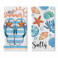 Croar Kitchen Dish Towels Set 2 Coastal Starfish Coral 18x26 in by Deal US