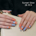 DUKASOU Semi Cured Gel Nail Strips 28 pcs Sunset Glow UV Nail Stickers by Deal US