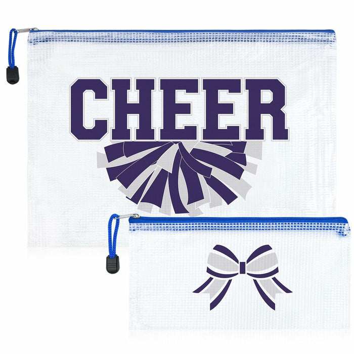 SOIDRAM 2 Pcs Cheer Makeup Bag Zipper Pouch Blue/Silver Plastic by Deal US