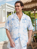 ALLOVIN Mens Hawaiian Shirt Floral Button Down Blue White XL by Deal US
