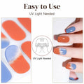 DUKASOU Semi Cured Gel Nail Strips 28 pcs Sunset Glow UV Nail Stickers by Deal US