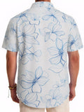ALLOVIN Mens Hawaiian Shirt Floral Button Down Blue White XL by Deal US