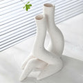 T9TDCS White Ceramic Vase Set of 2 Modern Nordic Boho Home Decor by Deal US