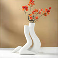T9TDCS White Ceramic Vase Set of 2 Modern Nordic Boho Home Decor by Deal US