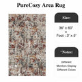 PureCozy 3x5 Taupe Vintage Floral Washable Low Pile Area Rug Classic by Deal US