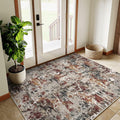 PureCozy 3x5 Taupe Vintage Floral Washable Low Pile Area Rug Classic by Deal US