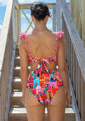 SPORLIKE Women High Waisted Triangle Bikini Cross Back Swimwear Castle Print M by Deal US