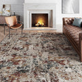 PureCozy 3x5 Taupe Vintage Floral Washable Low Pile Area Rug Classic by Deal US
