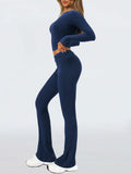 FAIRY SEASON Womens 2PC Lounge Set V Neck Top Flare Pants Blue Size XS by Deal US