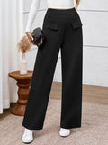 BTFBM Women's High Waisted Stretchy Palazzo Pants Black Size XX-Large by Deal US