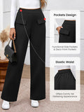 BTFBM Women's High Waisted Stretchy Palazzo Pants Black Size XX-Large by Deal US