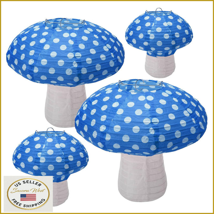 Lotus Mann 3PCS Large Navy Blue Mushroom Paper Lanterns Rustic Birthday Decor by Deal US
