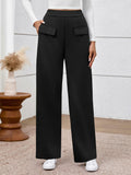 BTFBM Women's High Waisted Stretchy Palazzo Pants Black Size XX-Large by Deal US
