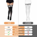 YIGETA Knee High Socks Bow Hold-ups Snag-Resistant Black White by Deal US