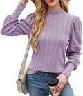 JUSTFASHIONNOW Womens Ribbed Knit Puff Sleeve Sweater Purple Size XL by Deal US