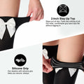 YIGETA Knee High Socks Bow Hold-ups Snag-Resistant Black White by Deal US