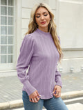 JUSTFASHIONNOW Womens Ribbed Knit Puff Sleeve Sweater Purple Size XL by Deal US