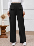 BTFBM Women's High Waisted Stretchy Palazzo Pants Black Size XX-Large by Deal US