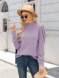 JUSTFASHIONNOW Womens Ribbed Knit Puff Sleeve Sweater Purple Size XL by Deal US