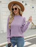 JUSTFASHIONNOW Womens Ribbed Knit Puff Sleeve Sweater Purple Size XL by Deal US
