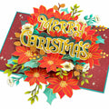 POPWOW Christmas Floral Poinsettia 3D Pop Up Card 5x7 with Envelope by Deal US